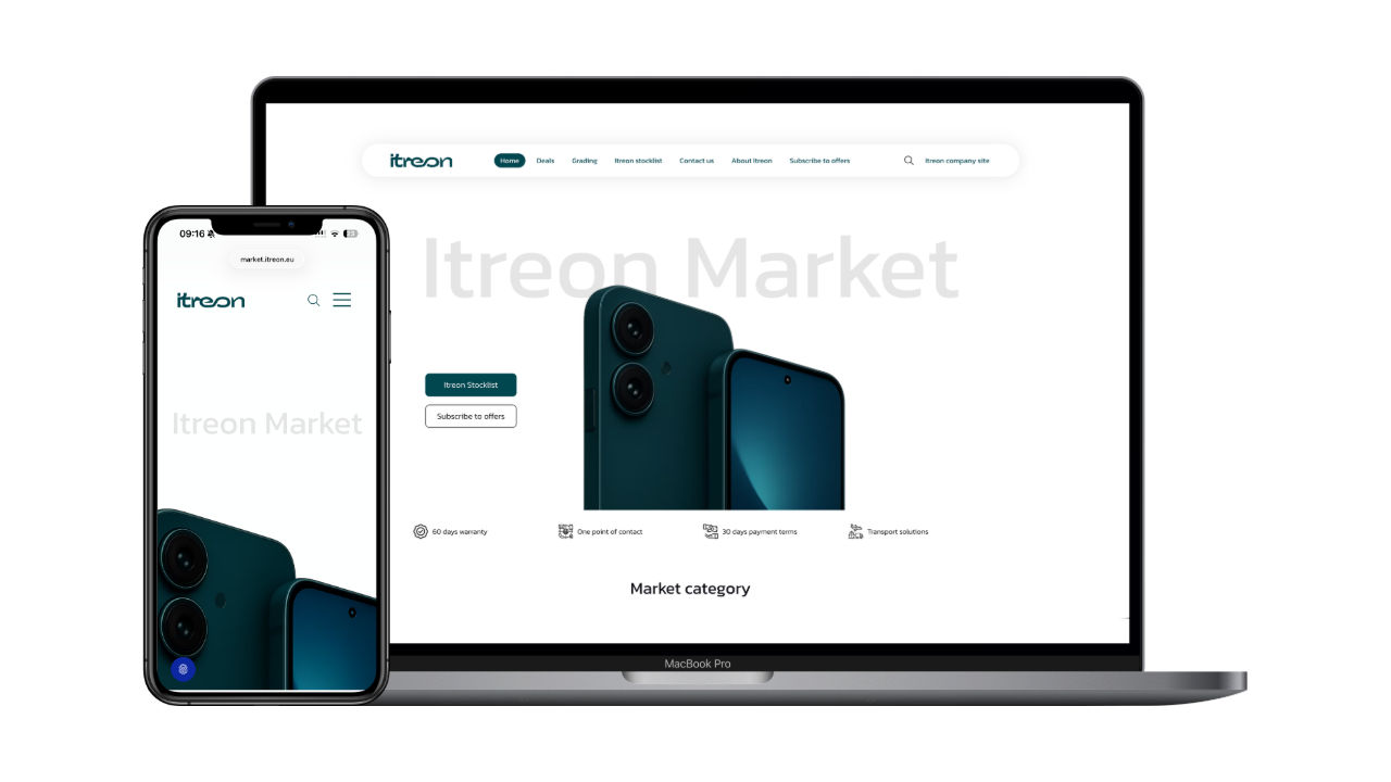Hemsida designad för Itreon Market